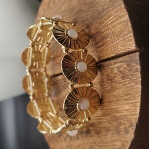 B2720 pink Moonstone‎ sunburst stretch bracelet